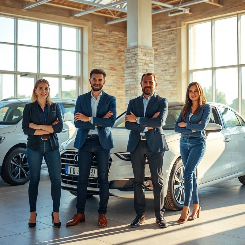 Prodajni tim od četiri osobe u svijetlom auto salonu u Splitu